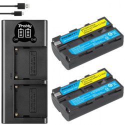 2x NP-F550 Battery (3200mAh) + Dual USB Charger Set for Sony NP-F Series – Compatible with Camcorders & LED Video Lights - 05411