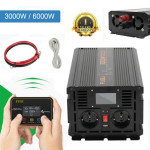 3000W Modified Sine Wave Power Inverter 12V DC to 230V AC Converter with LCD Display & Wireless Remote - 26911