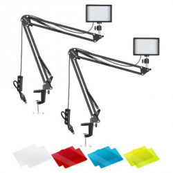 Neewer 2-Pack 66 LED Tabletop Video Light Kit with Arm Stand & Remote Control - 61212