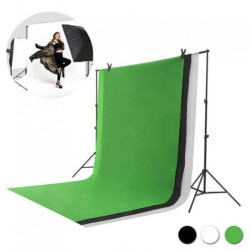 Photography Background Support Kit – 2 × 2m Stands + 1.6 × 3m Black / White / Green Backdrops - 6218