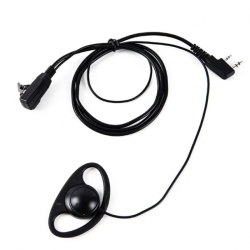 2-Pin Hook D-Shape Earpiece with PTT Mic for Baofeng, Kenwood & Compatible Two-Way Radios - 2607