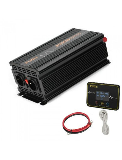 Pure Sine Wave Power Inverter 2000W / 4000W Peak – 12V DC to 230V AC with LCD & Wireless Remote - 26822