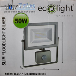 Ecolight 50W LED Floodlight (Grey) with PIR Motion Detector - 50112