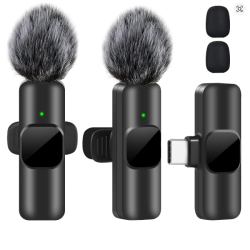 K60 Wireless Lavalier Microphone – Mini Clip-On Mic for iPhone, Type-C Android & Laptop (USB-C) - 08311